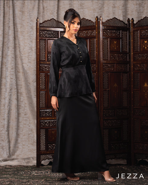 Satin Skirt & Textured Chiffon Top Set 62102